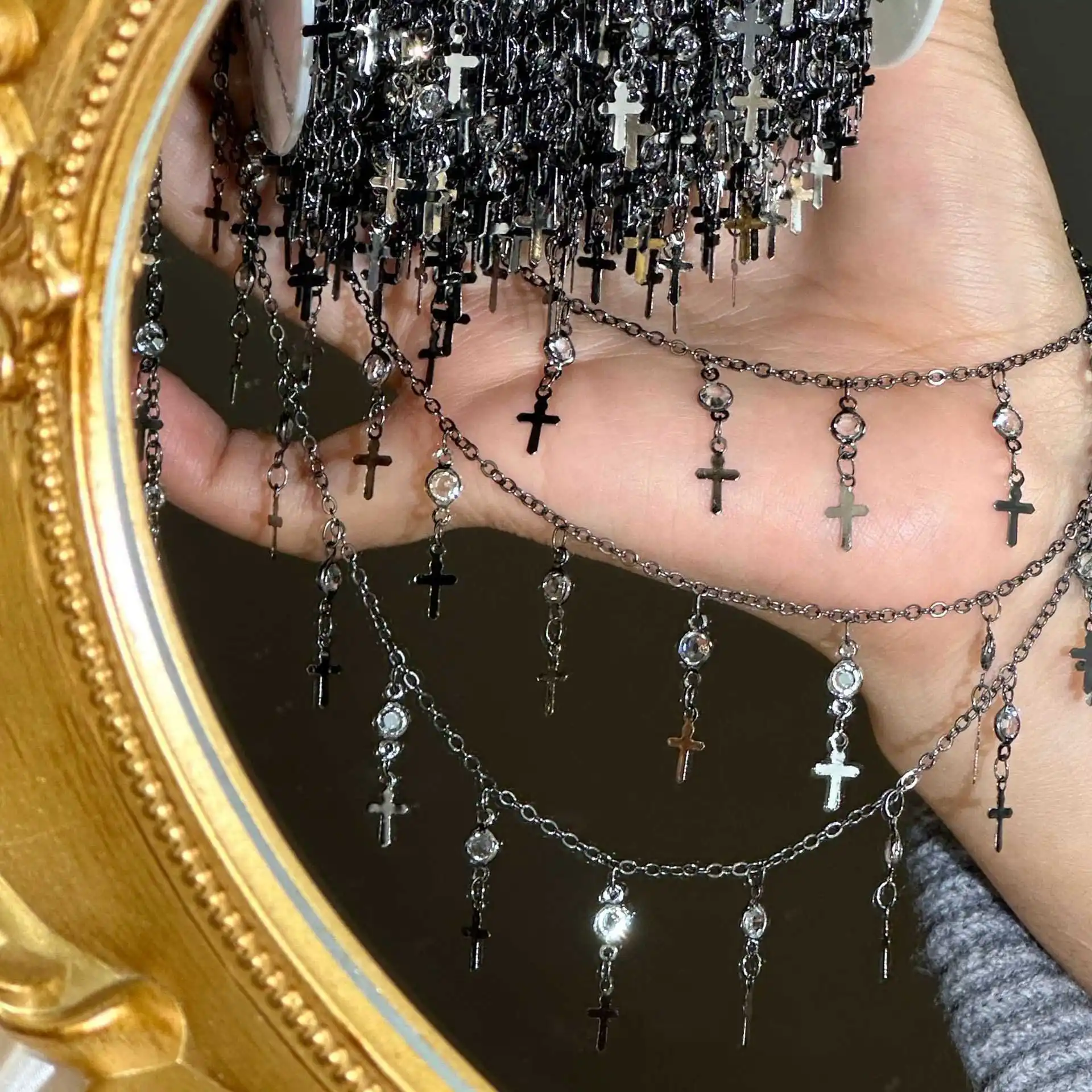 1 Meter Kristallperlen-Kette Charm-Gliederkette Kupferketten für DIY Halsketten Armbänder Schmuckherstellung Zubehör Image