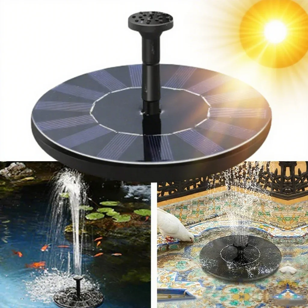 Solar-Brunnenpumpen in 13, 16, 18 cm – ideal für Garten-Vogelbäder, Pools im Freien, kleine Teiche. Schwimmendes Modell mit 8 Düsen Image