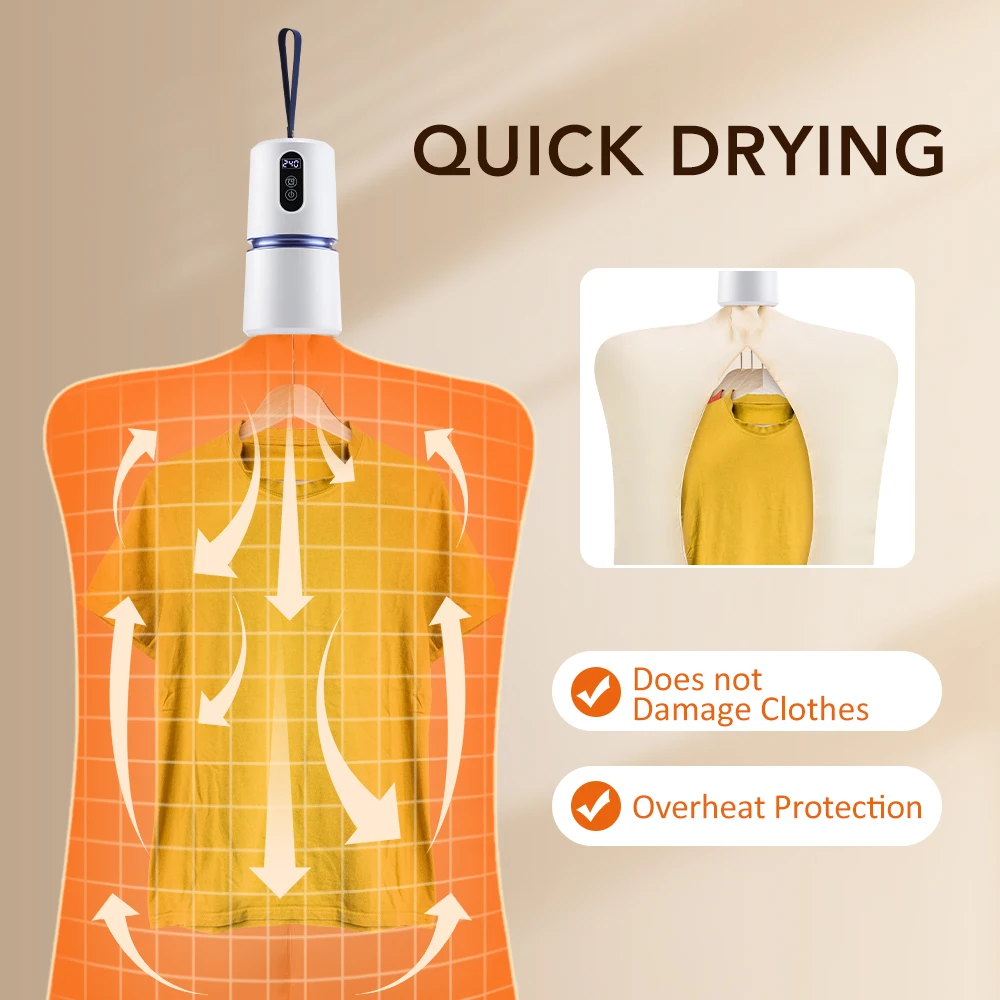 Folded Dryer Electric Clothes Home Laundry Dryers with Timing Portable Rack Hang Warm Air Dryer 220V/110V for Home Travel