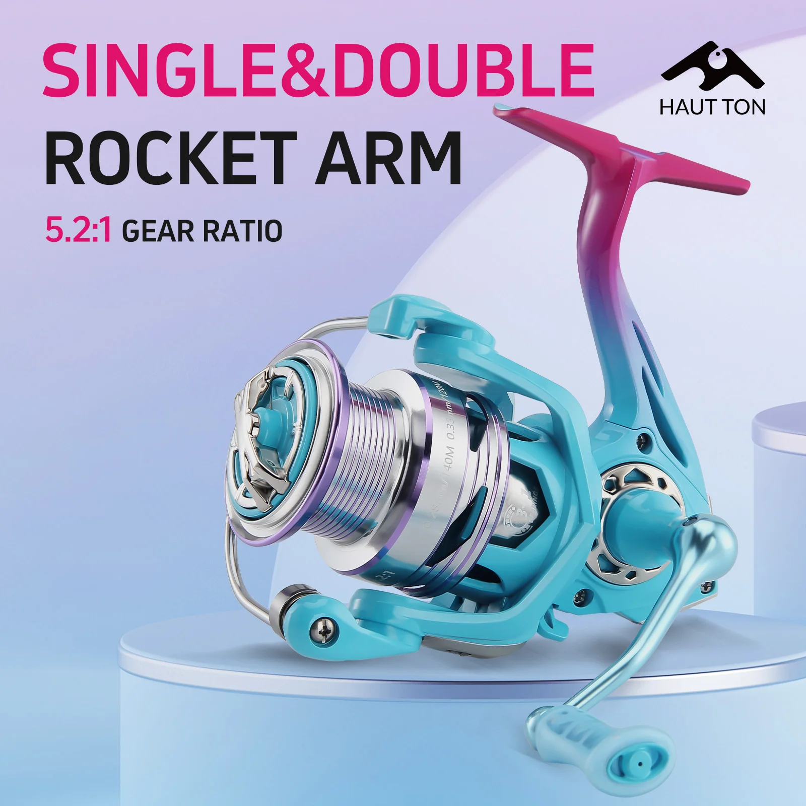 HAUT TON Blue Spinning Angelrolle Einzel- und Doppelkipphebel Optional 5,2:1 Übersetzungsverhältnis 3+1 BB Perfekt für Salzwasser und Süßwasser Image