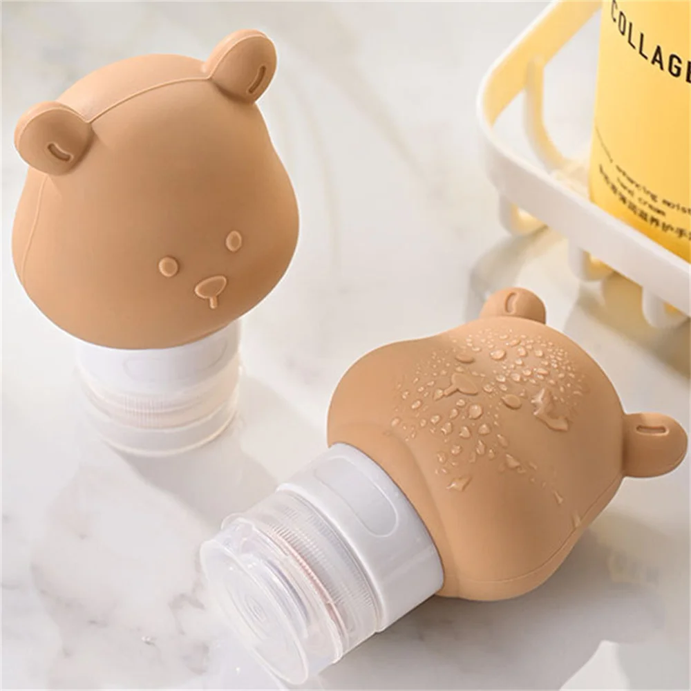 80 ml Cartoon Bär Silikon Lotion Spender Flasche Tragbare Reise Leere Pumpe Flasche Shampoo Spender Nachfüllbare Flaschen Image
