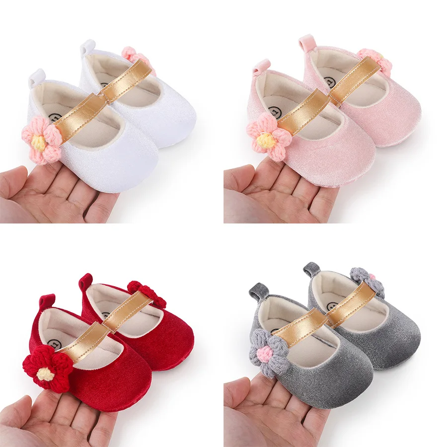 Babyschuhe Frühling und Herbst Wanderschuhe Weiche Sohlen Neue Sonnenblumen-Frontschuhe Niedlicher Stil Damen-Baby-Stoffschuhe