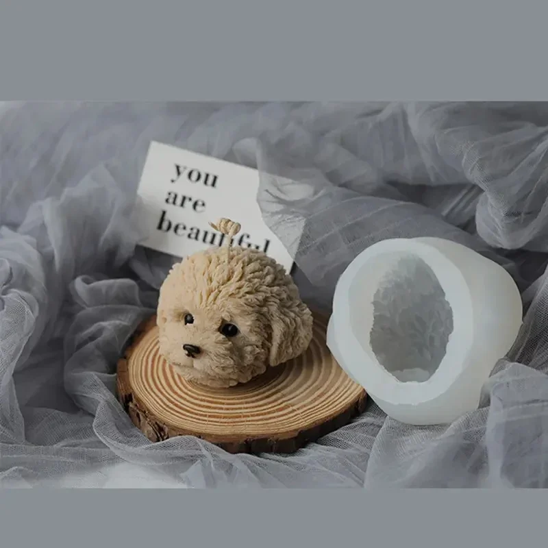 3D Teddy Hund Kopf Kerze Silikon Form DIY Neue Pudel Handwerk Gips Dekoration Harz Seife, Der Werkzeug Handgemachte Kerze Formen Kit Image