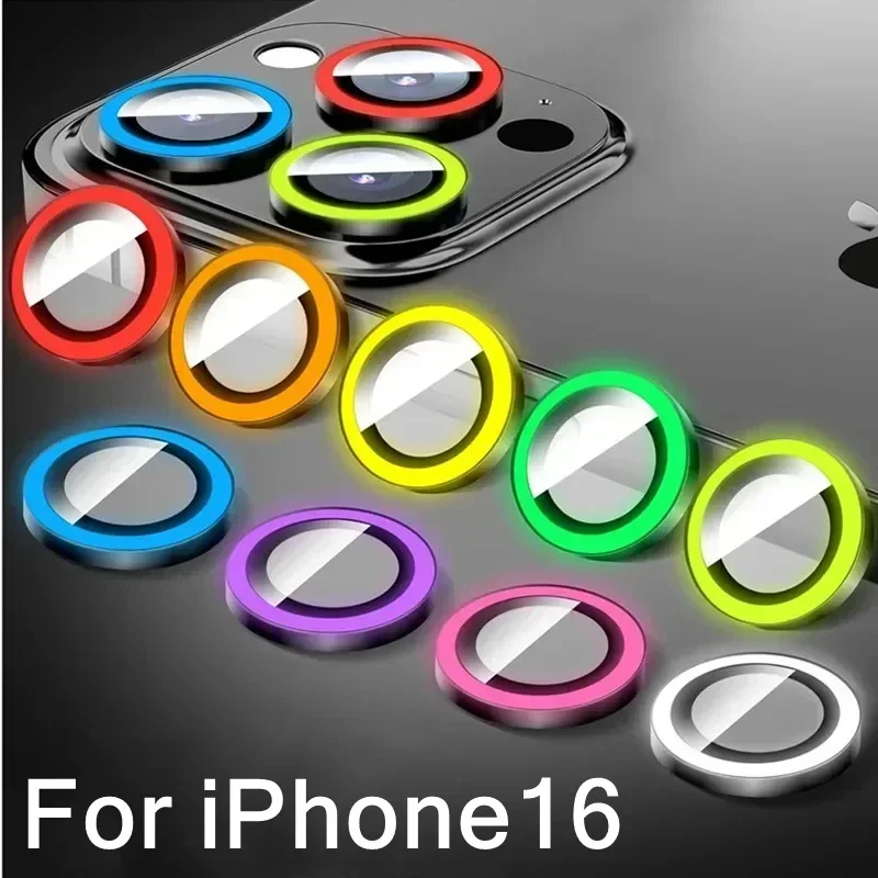 2-3 Stücke Für IPhone 16 Pro Max Plus Objektiv Film Leuchtende Keramik Kamera Schutz Ring Anti-Scratch Glas leuchtende Schutzkappe Image