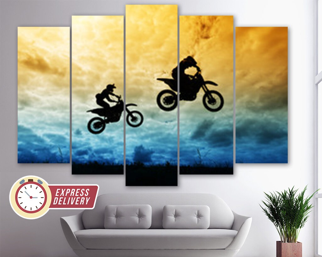 Stampa su tela di motocross, stampa su tela di motocross, regalo per motociclisti, tela di moto da cross, regalo di motocross, grande poster su tela d