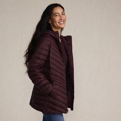 Wanderweight Down Ultralight Packable Jacket with Hood, Women, size: 16-18, regular, Red, Nylon/Down, by Lands' End