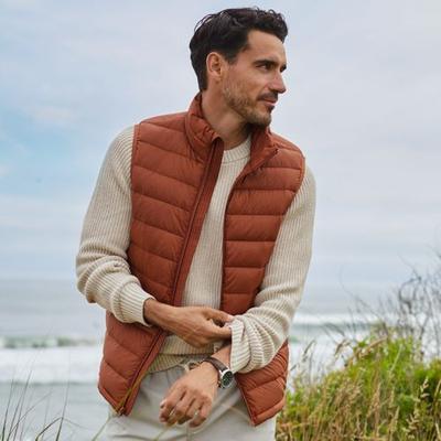 Wanderweight Down Ultralight Packable Gilet, Men, size: 42-44, regular, Brown, Polyester/Nylon/Down, by Lands' End