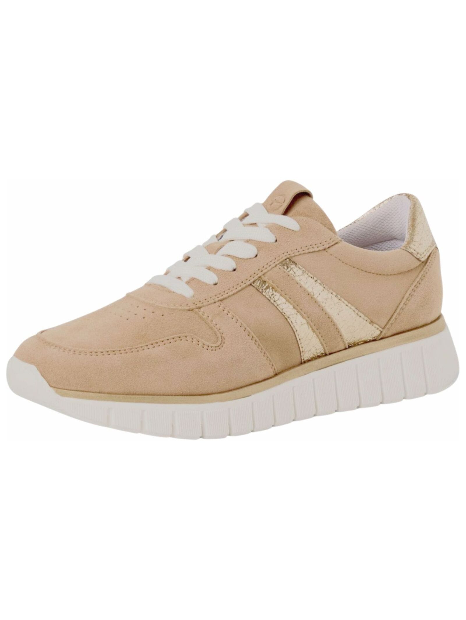 Sneaker TAMARIS "Tamaris Sneaker Leder/Synthetik", Damen, Gr. 37, beige (sand), Leder, Synthetik, Schuhe Sneaker