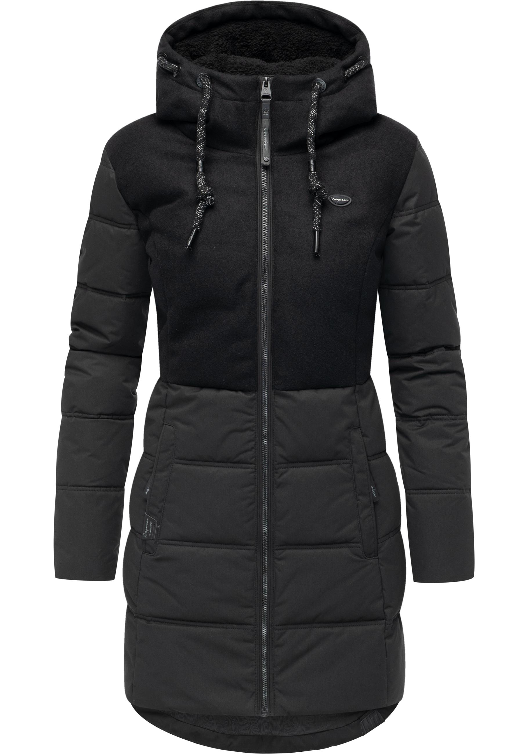 Winterjacke RAGWEAR "Ashani Block Intl.", Damen, Gr. XXXL(46), schwarz, Obermaterial 1: 100% Polyester. Obermaterial 2: 100% Polyester. Innenfutter: 100% Polyester. Wattierung: 100% Polyester. Ärmelfutter: 100% Polyester, figurbetont Po-bedeckend,...