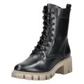 Schnürstiefelette TAMARIS "Tamaris Stiefelette Leder/Textil", Damen, Gr. 37, schwarz, Leder, Textil, casual, Schuhe