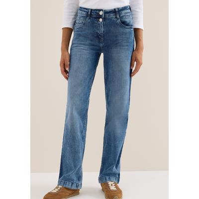 Straight-Jeans CECIL "Style NEELE", Damen, Gr. 29, Länge 30, blau (light blau washed), Denim/Jeans, Obermaterial: 98% Baumwolle, 2% Elasthan. Futter: 52% Polyester, 48% Baumwolle, unifarben, casual, loose fit lang, Jeans, mit Gallonstreifen Image