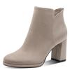 Stiefelette TAMARIS, Damen, Gr. 39, grau (taupe), Textil, unifarben, Veloursleder, elegant, Schuhe, Blockabsatz, Abendschuh, Festtagsschuh in veganer Verarbeitung
