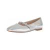 Ballerina GABOR "Gabor Ballerinas Leder", Damen, Gr. 38,5, silber, Leder, elegant, Schuhe
