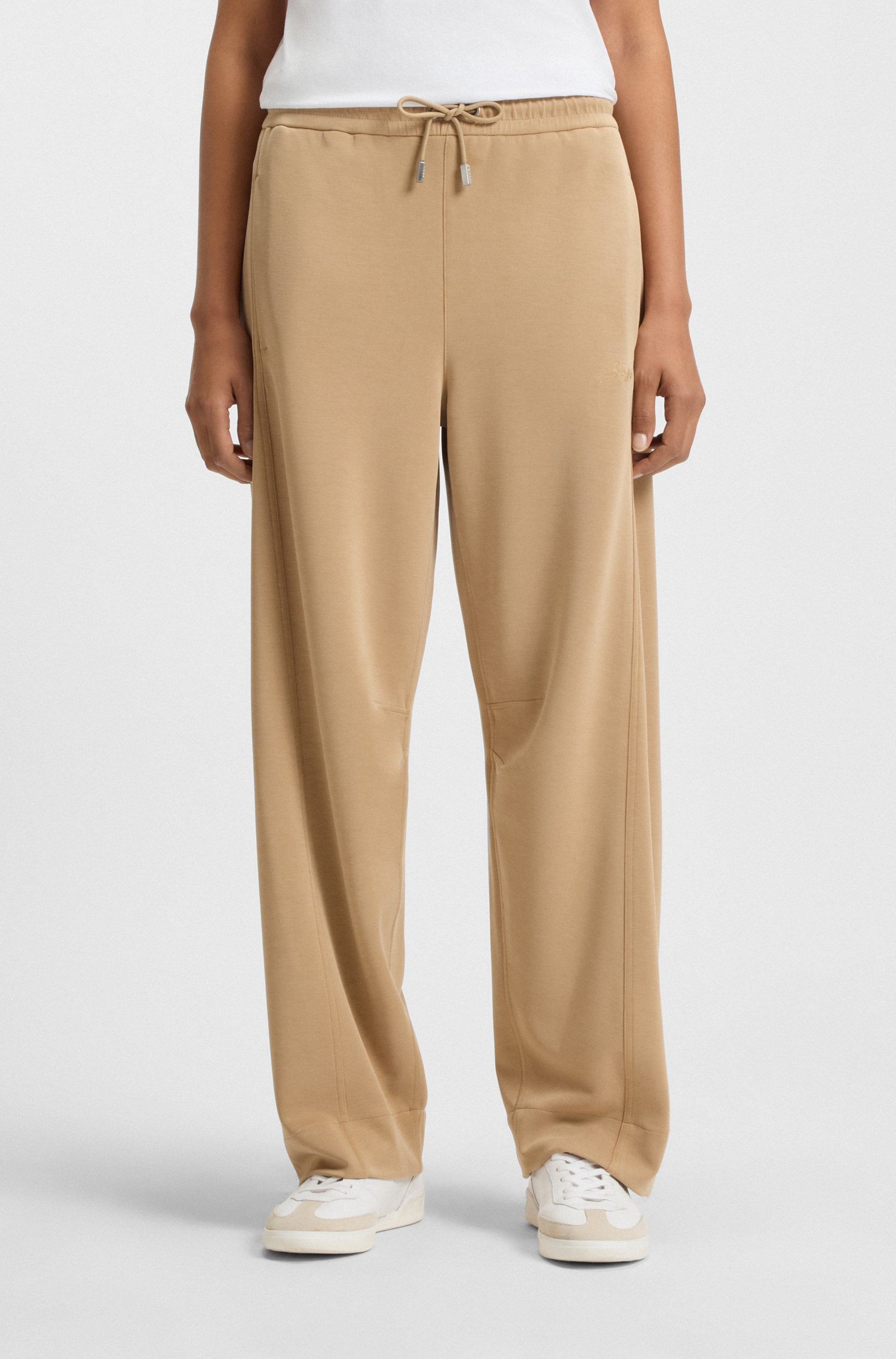 Stoffhose BOSS ORANGE "Elijah Premium Damenmode", Damen, Gr. L (40), N-Gr, rust, copper 222, Web, Obermaterial: 52% Modal, 46% Polyester, 2% Elasthan, unifarben, normal, Hosen Stoffhose, Balloon Shape, Cupro Material