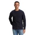 Strickpullover TOM TAILOR, Herren, Gr. L, knitted navy melange, Strick, Obermaterial: 100% Baumwolle, meliert, casual, regular fit taillenbedeckt, Rundhals, Langarm Bündchen, Pullover, mit Bündchen