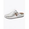 Pantolette, Damen, Gr. 37, silber (silberfarben), Leder, modisch, Schuhe Hausschuh Clog
