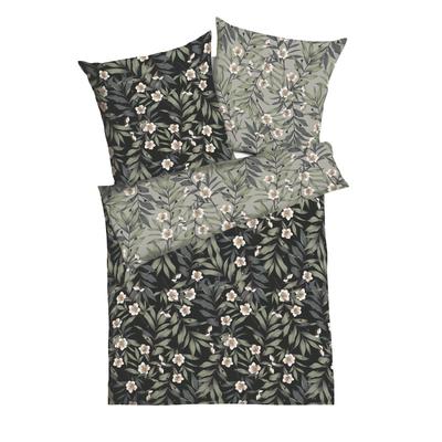 Bettwäsche KAEPPEL "Florence", grün (khaki), B/L: 155cm x 220cm, , Mako-Satin, B/L: 80cm x 80cm, Mako-Satin, Obermaterial: 100% Baumwolle, Bettwäsche, angenehm wärmend Image