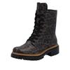 Schnürboots RIEKER, Damen, Gr. 41, grau (grau, leo), Lederimitat, animal-print, modisch, Schuhe, Schnürstiefelette, Profilsohle, mit kontrastfarbenem Sohlenrand