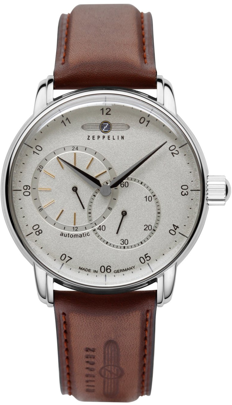 Automatikuhr ZEPPELIN "New Captain´s Line", braun (cognacfarben), Armbanduhren, Herren, Automatikuhr, Mechanische Uhr, Armbanduhr, Herrenuhr, Lederarmband, Made in Germany