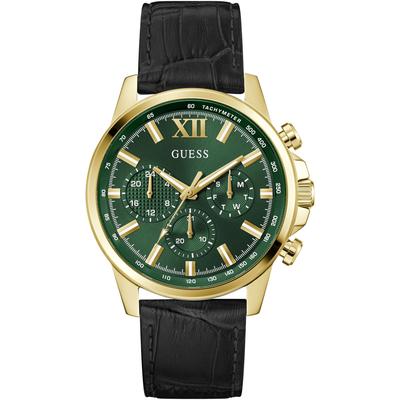 Multifunktionsuhr GUESS "WALKER", schwarz, grün, Armbanduhren, Herren, Quarzuhr, Armbanduhr, Herrenuhr, Datum, Wochentag, Silikonarmband Image