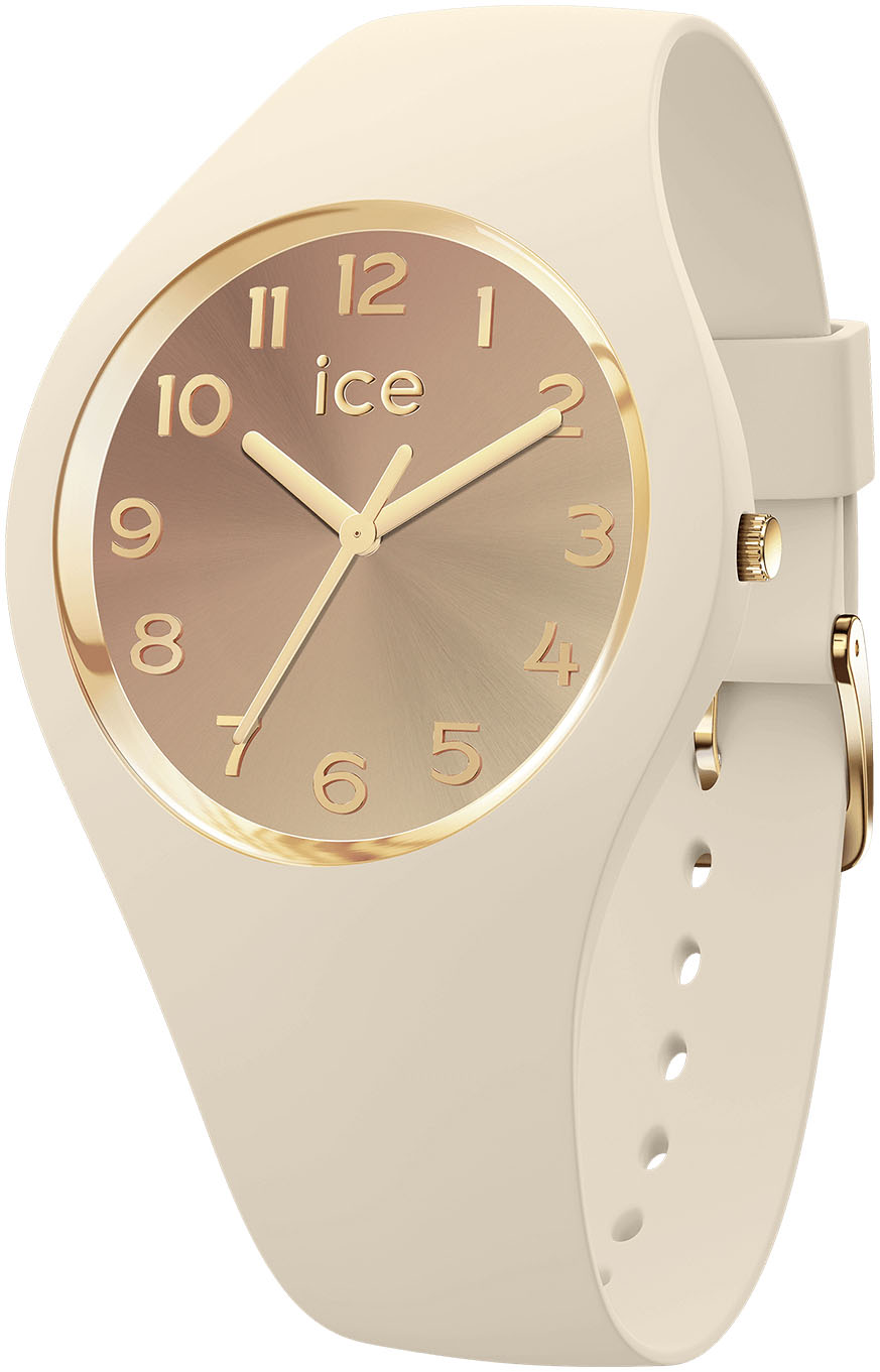 Quarzuhr ICE-WATCH "ICE sunset - S37 - 3H", beige, Armbanduhren, Damen, Quarzuhr, Armbanduhr, Damenuhr, Silikonarmband, Wasserdicht bis 10 bar, analog