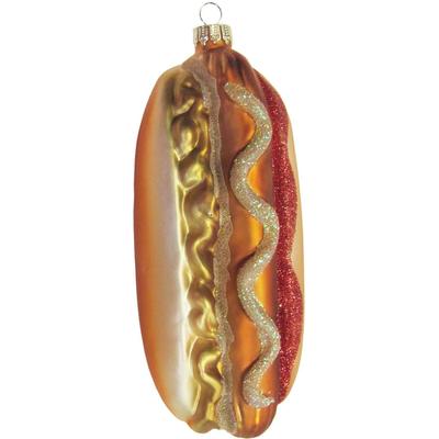 Christbaumschmuck KREBS GLAS LAUSCHA "Hot Dog, Weihnachtsdeko, Christbaumschmuck", bunt, B:6cm H:13cm, Glas, Weihnachtsbaumschmuck, mundgeblasen Image