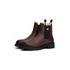 Chelseaboots TOMMY JEANS "TJW CHELSEA BOOT WL", Damen, Gr. 36, braun (dunkelbraun), Leder, Elastischer Einsatz, unifarben, casual, Schuhe, Blockabsatz, Stiefelette mit typischer Logoflagge