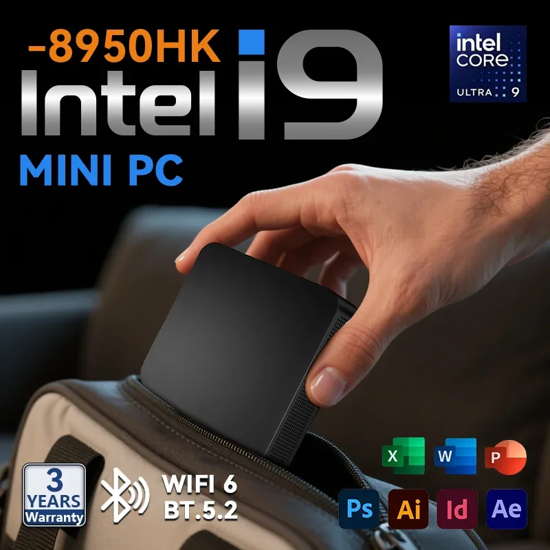 Mini ordinateur 4K HD Intel Core i9 8950HK 16GB DDR4 1/2TB SSD PC Windows 11 UHD graphique Pocket PC 4K HD Mini Pc de jeu de bureau