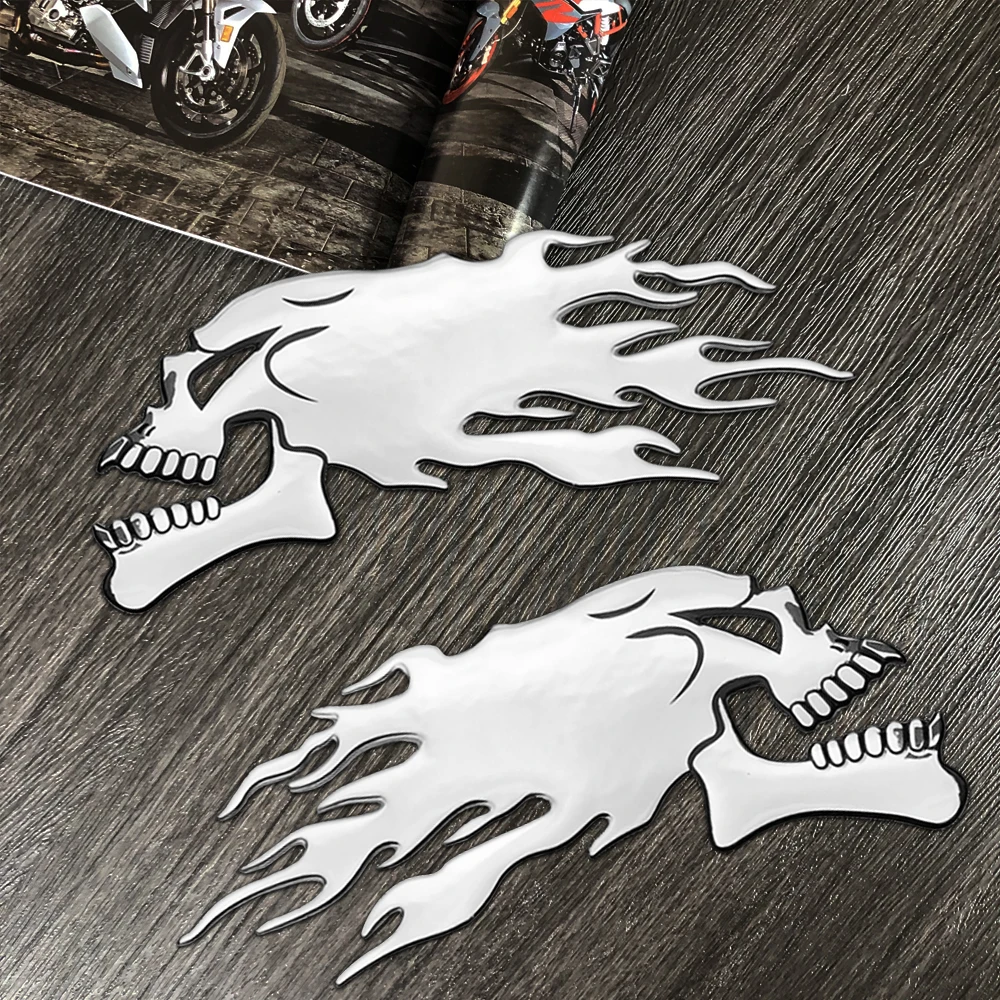 Autocollant tête de crâne fantôme Auto moto voiture Halloween 3D argent Chrome voiture style décoration emblème décalcomanies autocollants