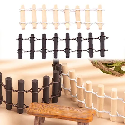 1pcs Dollhouse Microlandscape Log Fence Home Accessories Small Fence Wooden Crafts Garden Miniature Home Decor