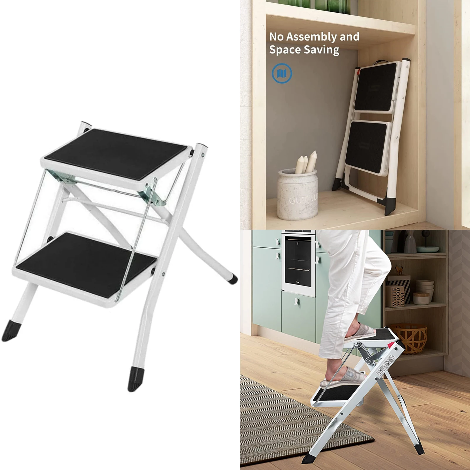 2-stufiger Klapphocker aus Metall, Laufbandleiter, klappbarer Campinghocker, Haushalt, Bühne, Badezimmer, Bühnenleiter