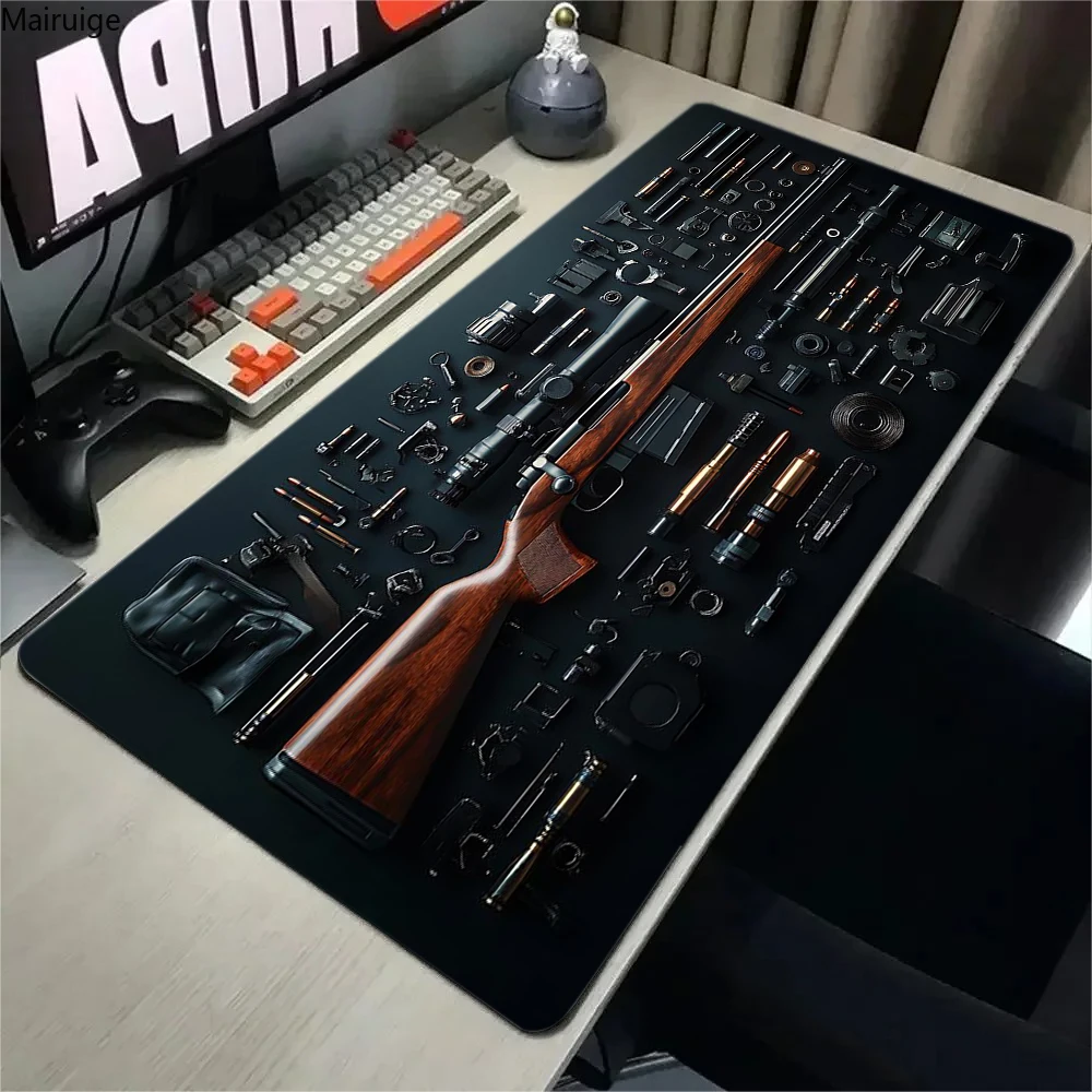 Ovales taktisches Pistolen-großes Mauspad, präzises Gaming-Design, Schreibtischunterlage, rutschfeste Gummiunterseite, 800 x 400, waschbare Oberfläche, Büromatte Image