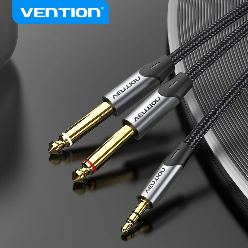 Vention 3,5 mm auf Doppel 6,5 mm TRS-Kabel AUX-Stecker Mono 6,5 Klinke auf Stereo 3,5 Klinke Audiokabel für Mixer-Verstärker 6,35 mm Adapter Image