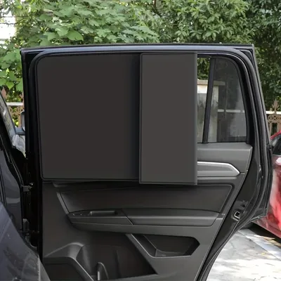 "Heat-Insulating" 4-Piece Magnetic Car Window Sunshade Set - Black Shading & Privacy Curtains For Side Windows