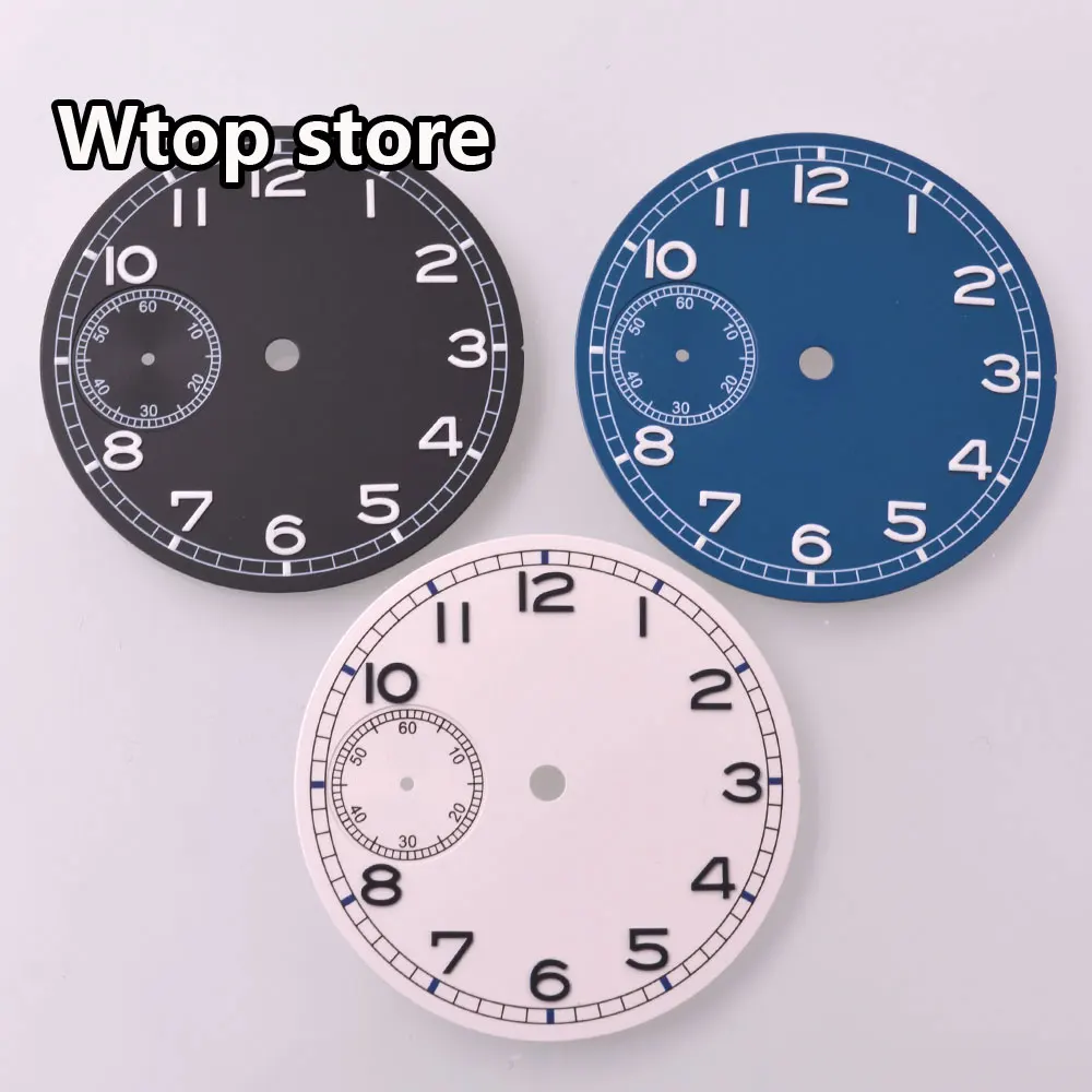 37 mm blau/weiß/schwarz steriles Zifferblatt grün leuchtend passend für ETA6497 ST3600 Uhrwerk-Uhrenteile Image