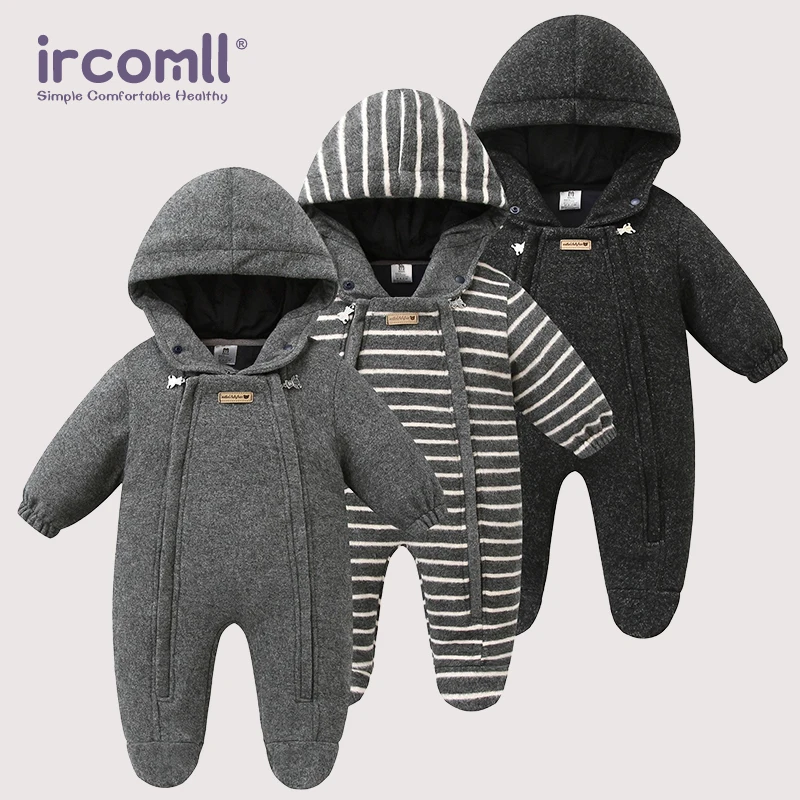 Ircomll Baby Overall Jungen Overalls Verbund Plus Samt Dünne Woolen Kinder Kleidung Mantel Infant Outwear Neugeborenen Strampler Image