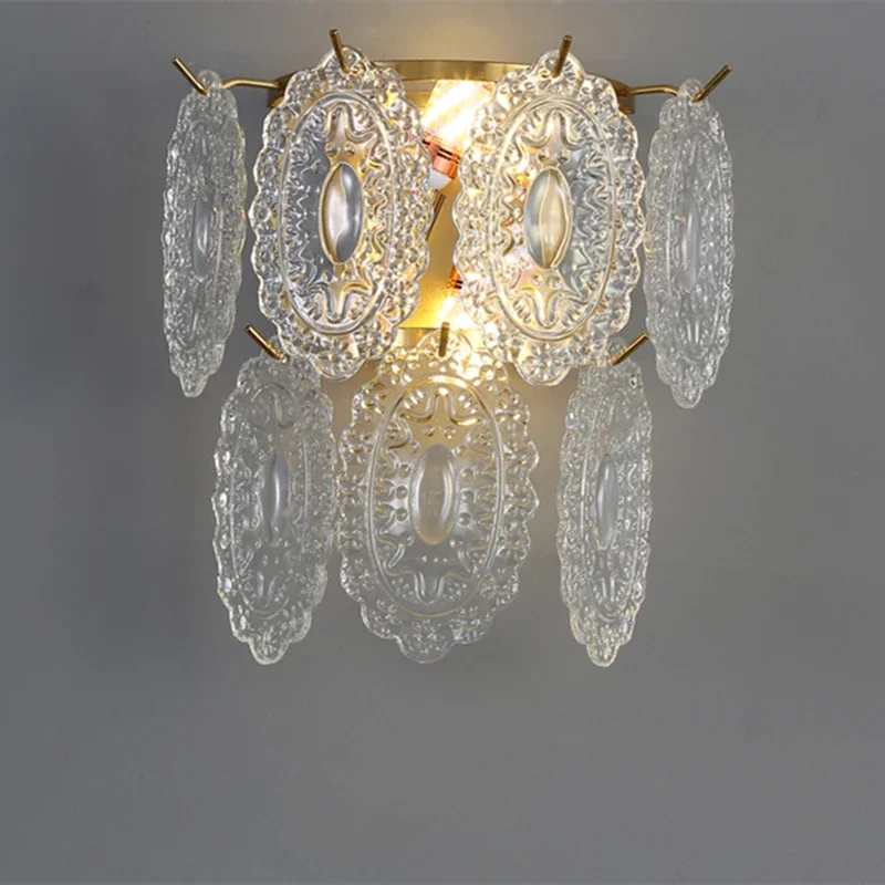 Moderne Retro Messing LED Glas Wand leuchte Studie Schlafzimmer Nacht Gang Bar High-End-Dekoration Französisch Palast Kunst Leuchte Image