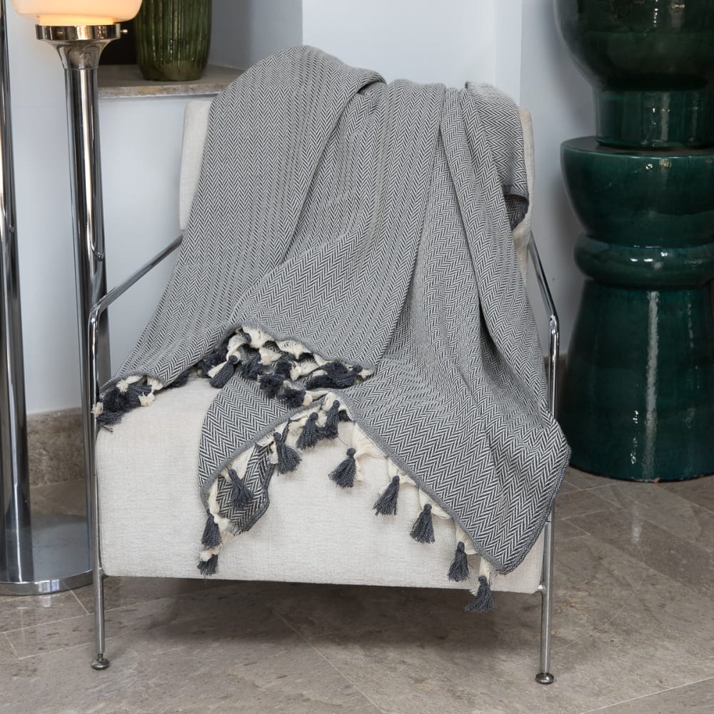 Plaid laine gris chiné 130x170