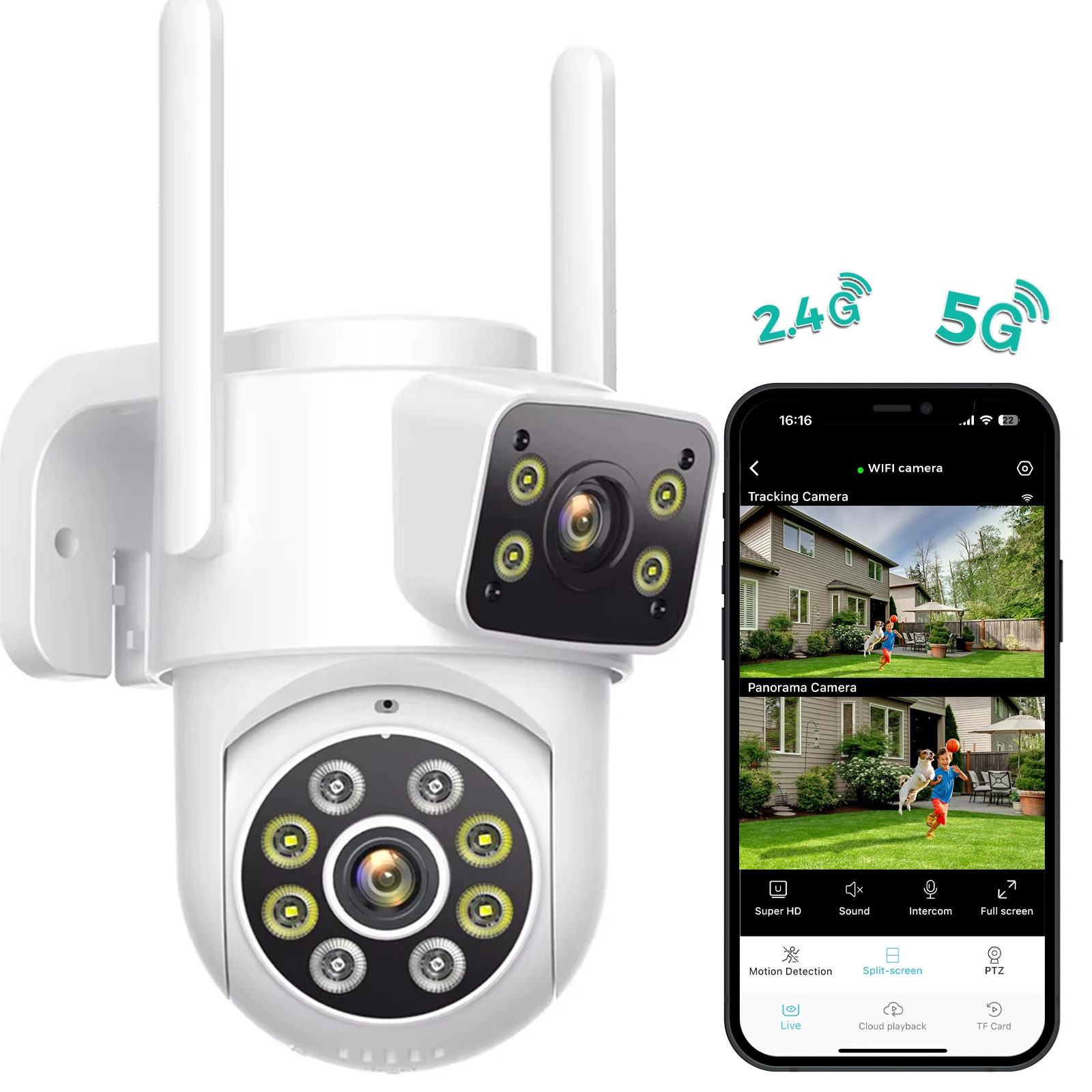 4K PTZ Wifi IP Kamera 8MP Dual Lens AI Menschliche Erkennung Drahtlose Outdoor Sicherheit CCTV mit Dual Bildschirme ICSEE App Steuerung