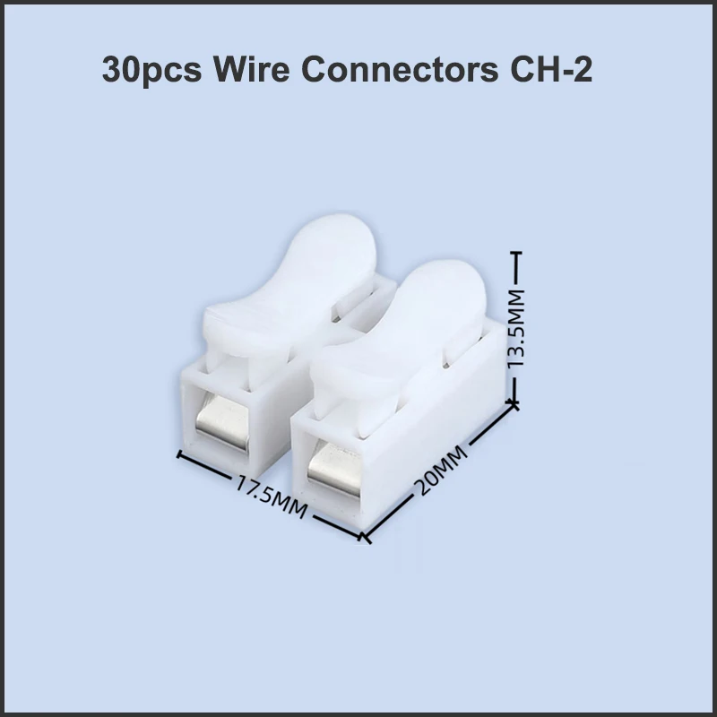 30 Stück Drahtverbinder CH-2 Kein Verkauf Schweißen Schnell 2P Kabel Drahtverbinder Keine Schraubklemmenblock Federklemme Image