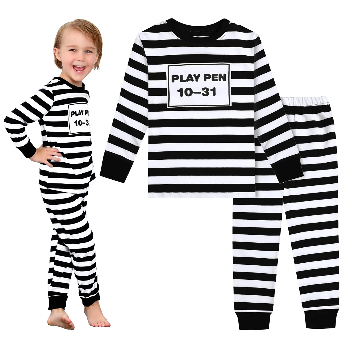 Pyjamas für Kinder, Gefangener-Kostüm, Kleinkind, Halloween, Cosplay, Anzieh, Kleinkind, Karneval, Party, Geschenk, Loungewear, Neujahrskleidung Image