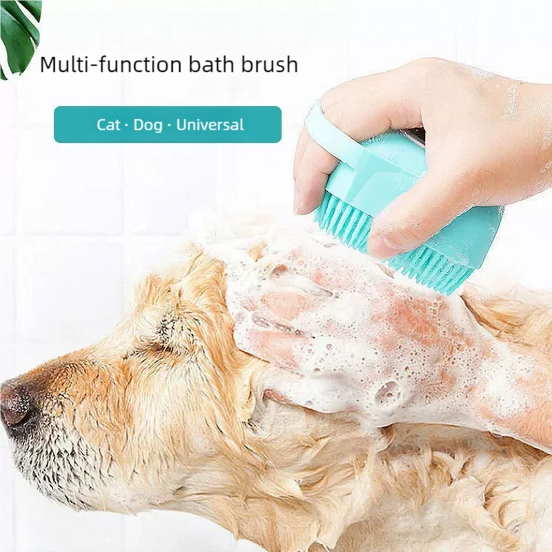 Badebürste für Hunde, Haustiermassagebürste, Shampoo-Spender, weiche Silikonbürste, Gummiborsten für Hunde und Katzen, Duschpflege-Werkzeug Image