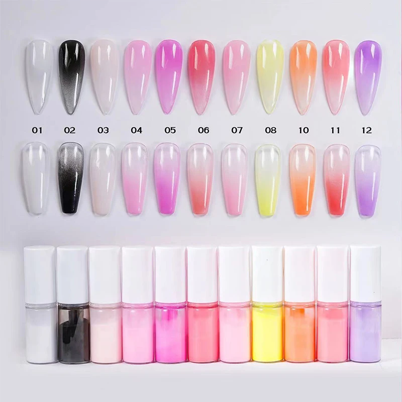 12-farbiges neues Nagel-Sprühpulver mit Farbverlauf, Ombre-Nägel, Glitzerpulver, Sprühflasche, schnell trocknend, buntes Sprühpulver, Nagelpflege