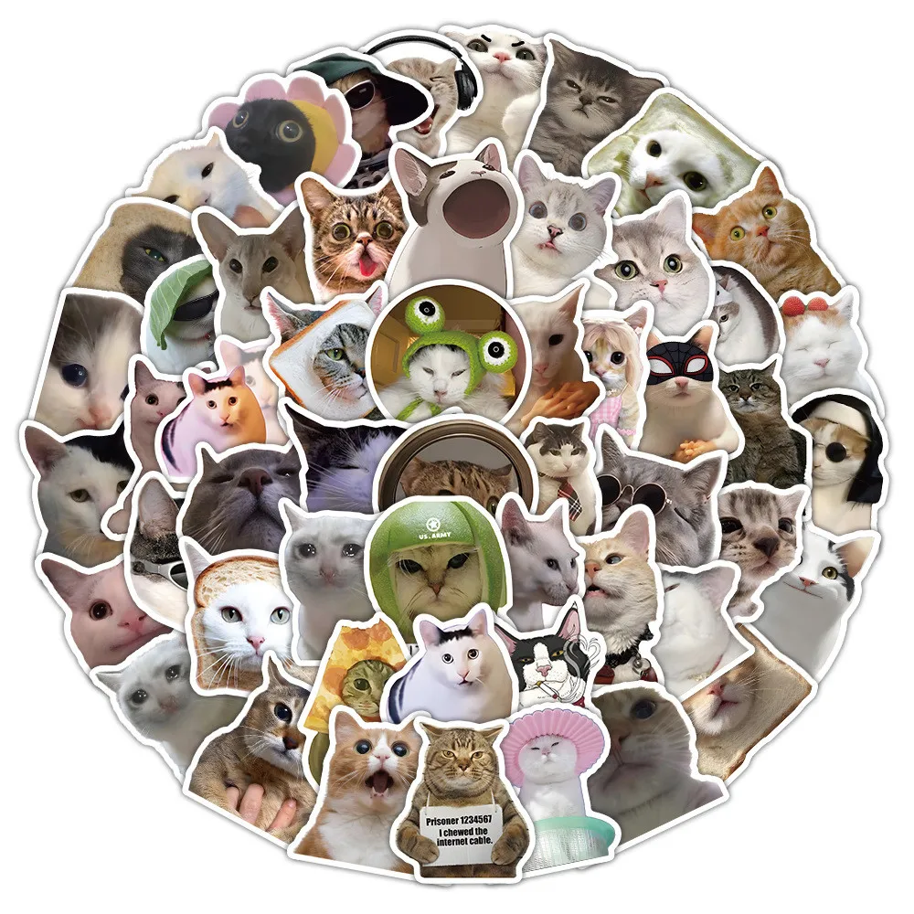 106, neue, niedliche, lustige, realistische und interessante Katzen-MEME-Graffiti-Aufkleber für Fahrrad, Handkonto, Federmäppchen-Aufkleber Image