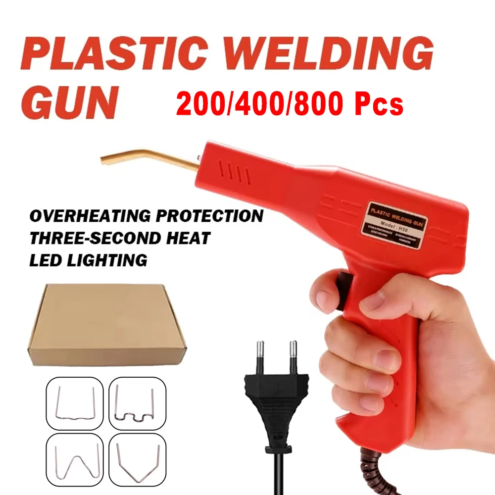 Kunststoff-Schweißgerät, Schweißgerät, Auto-Stoßstangen-Lötpistole, Reparatursatz-Set, 4 Arten von Heftklammern für die Reparaturen von Stoßstangen/Kayak/Kunststoffprodukten Image