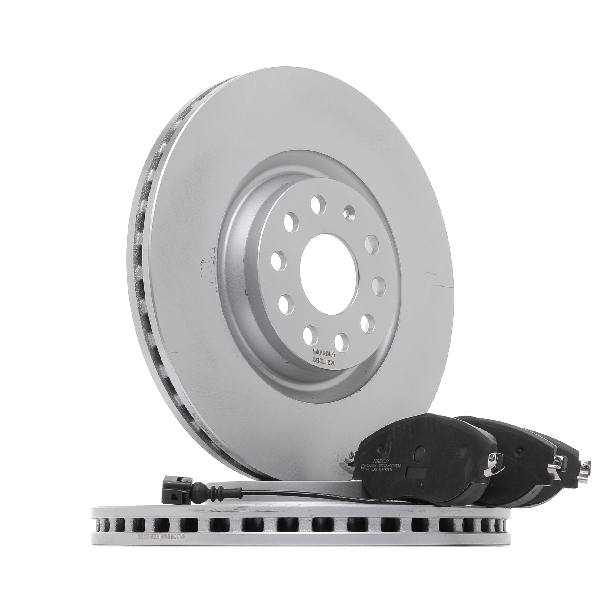 MAPCO Bremsscheiben und -beläge VW,AUDI,SKODA 47633HPS 7N0698151A,8V0698151C,8S0615301 3C0615301D,7N0698151D,3C0698151H,5Q0698151K,7N0698151B Image
