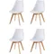 Set di 4 Sedie da Pranzo o Ufficio con Gambe in Legno, Sedia Ergonomica con Cuscino Integrato 57X48X79 cm Bianco