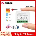 Tuya 16A Zigbee FAI DA TE Mini Smart Switch 2 Vie Relè di Controllo Senza Fili Moduli di Automazione Controllo Vocale Funziona Con Alexa Google Casa