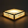 Plafoniera da incasso giapponese da 24 W Lampada da soffitto a LED quadrata in legno di pino 45 * 45 cm Luce calda 100-110 lumen per luoghi interni