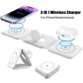 Caricabatterie wireless magnetico pieghevole 3 in 1 | Portatile e adatto ai viaggi | Compatibile con Iphone serie 12-15, Airpods 2/3/Pro